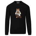 Pull Classique Noir Rétro pour Homme avec Broderie de Tigre