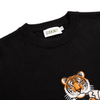Pull Classique Noir Rétro pour Homme avec Broderie de Tigre