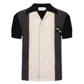 Chemise à boutons en maille noire et grise pour homme – Style années 60 avec détail en diamant sur la poitrine