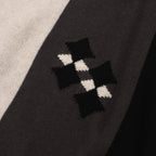 Chemise à boutons en maille noire et grise pour homme – Style années 60 avec détail en diamant sur la poitrine