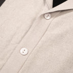 Chemise à boutons en maille noire et grise pour homme – Style années 60 avec détail en diamant sur la poitrine