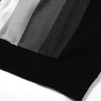 Chemise à rayures monochromes des années 60 pour homme – Noir, Blanc et Gris avec boutons polo