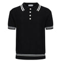 Polo noir à côtes torsadées pour homme – Chemise à manches courtes au style mod des années 60