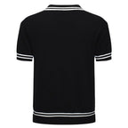 Polo noir à côtes torsadées pour homme – Chemise à manches courtes au style mod des années 60