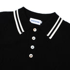 Polo noir à côtes torsadées pour homme – Chemise à manches courtes au style mod des années 60