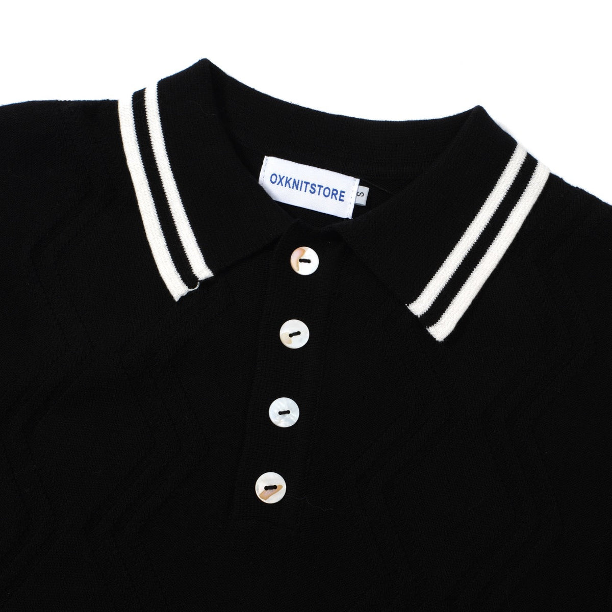 Polo noir à côtes torsadées pour homme – Chemise à manches courtes au style mod des années 60