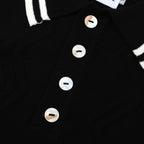 Polo noir à côtes torsadées pour homme – Chemise à manches courtes au style mod des années 60