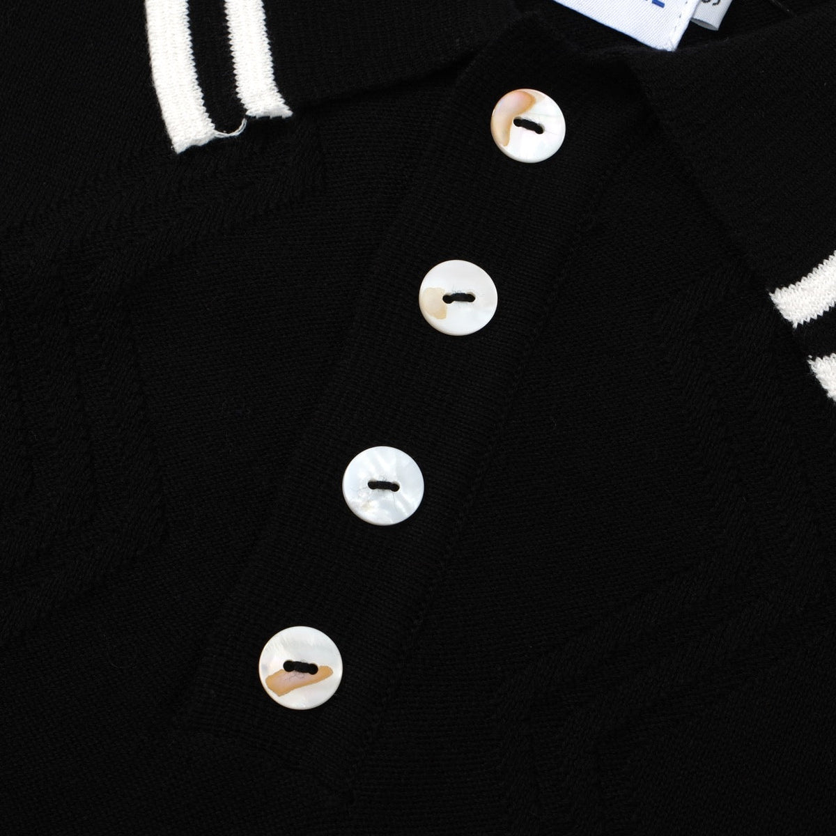Polo noir à côtes torsadées pour homme – Chemise à manches courtes au style mod des années 60