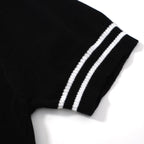 Polo noir à côtes torsadées pour homme – Chemise à manches courtes au style mod des années 60