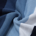 Chemise à rayures verticales rétro des années 60 pour homme – Bleu marine et ciel avec boutons polo