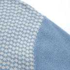 Chemise d'été Homme – Polo zippé 70's à motif losange bleu clair