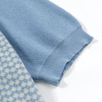 Chemise d'été Homme – Polo zippé 70's à motif losange bleu clair