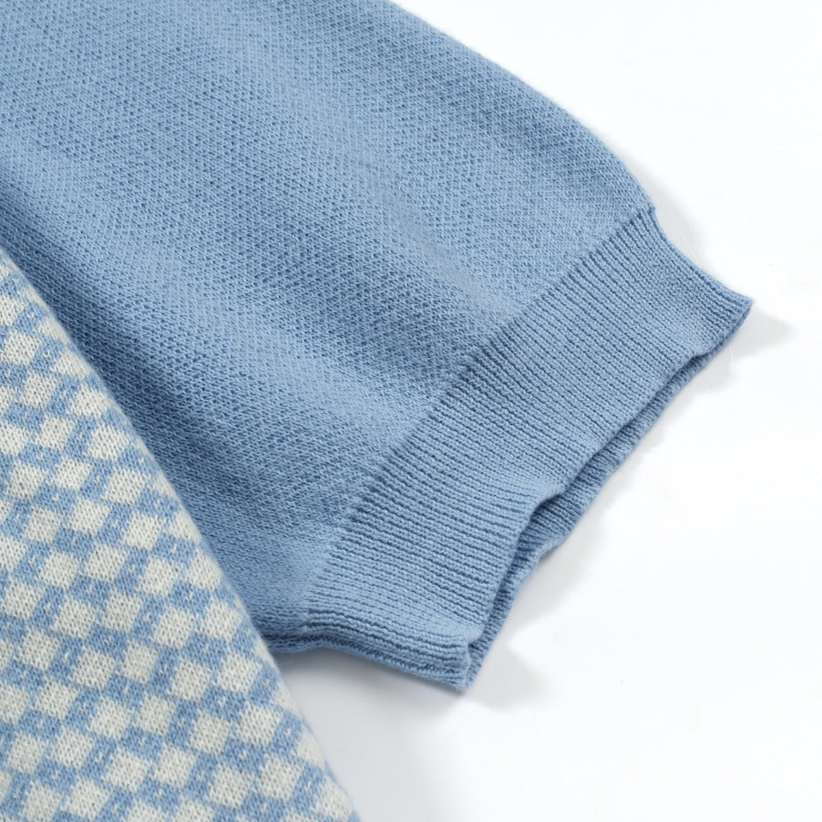Chemise d'été Homme – Polo zippé 70's à motif losange bleu clair