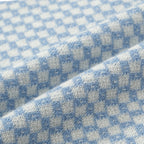 Chemise d'été Homme – Polo zippé 70's à motif losange bleu clair
