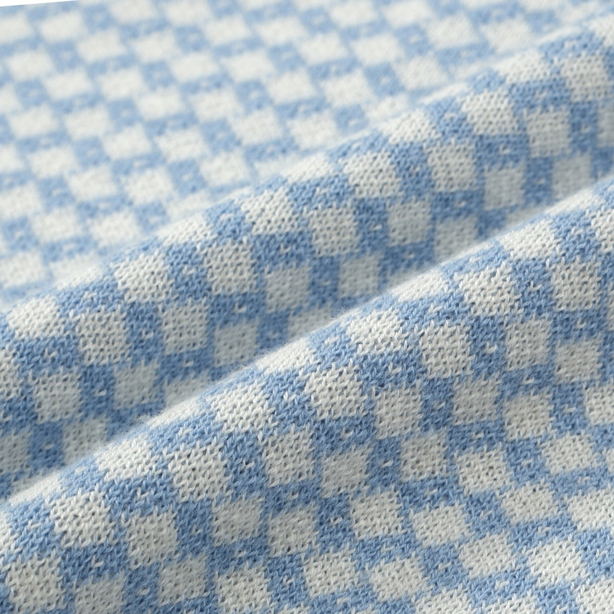 Chemise d'été Homme – Polo zippé 70's à motif losange bleu clair
