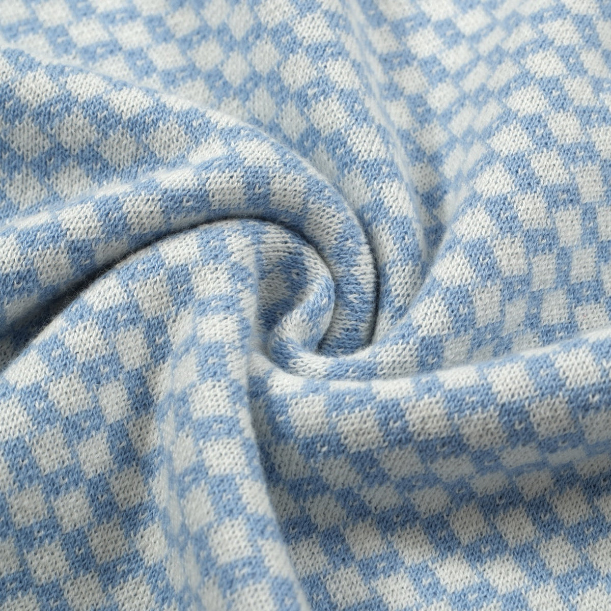 Chemise d'été Homme – Polo zippé 70's à motif losange bleu clair