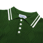 Polo vert à côtes torsadées pour homme – Chemise à manches courtes au style mod des années 60