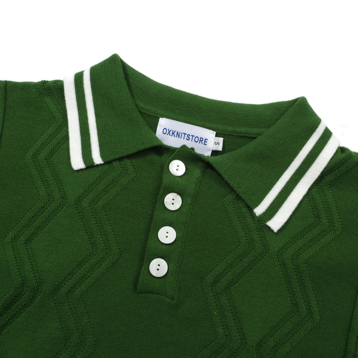 Polo vert à côtes torsadées pour homme – Chemise à manches courtes au style mod des années 60