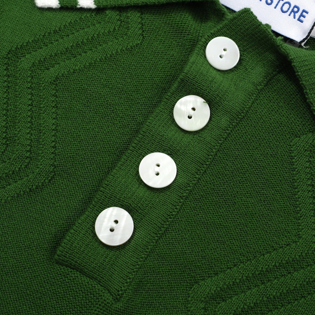 Polo vert à côtes torsadées pour homme – Chemise à manches courtes au style mod des années 60