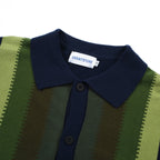 Chemise polo à rayures dégradées des années 60 pour hommes – Modèle à manches courtes avec panneau vertical