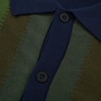 Chemise polo à rayures dégradées des années 60 pour hommes – Modèle à manches courtes avec panneau vertical