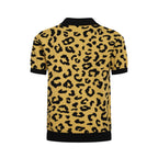 Pull en tricot pour homme années 60 - Motif léopard audacieux en jaune vif