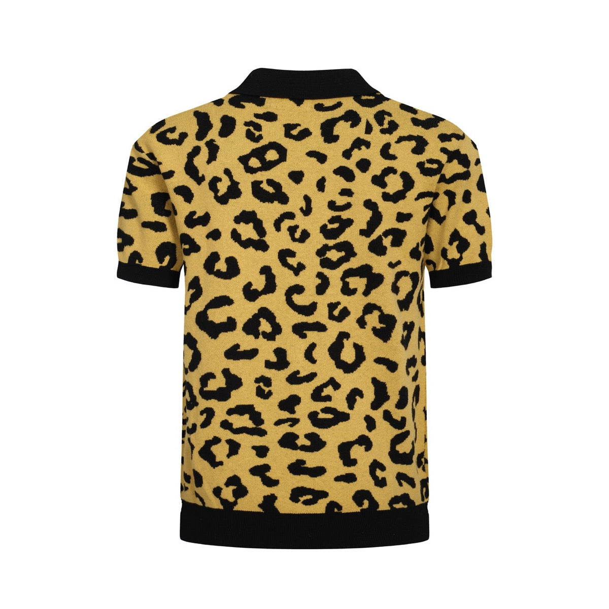 Pull en tricot pour homme années 60 - Motif léopard audacieux en jaune vif
