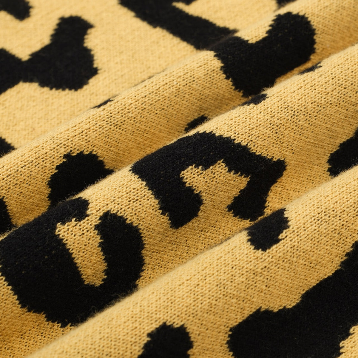 Pull en tricot pour homme années 60 - Motif léopard audacieux en jaune vif