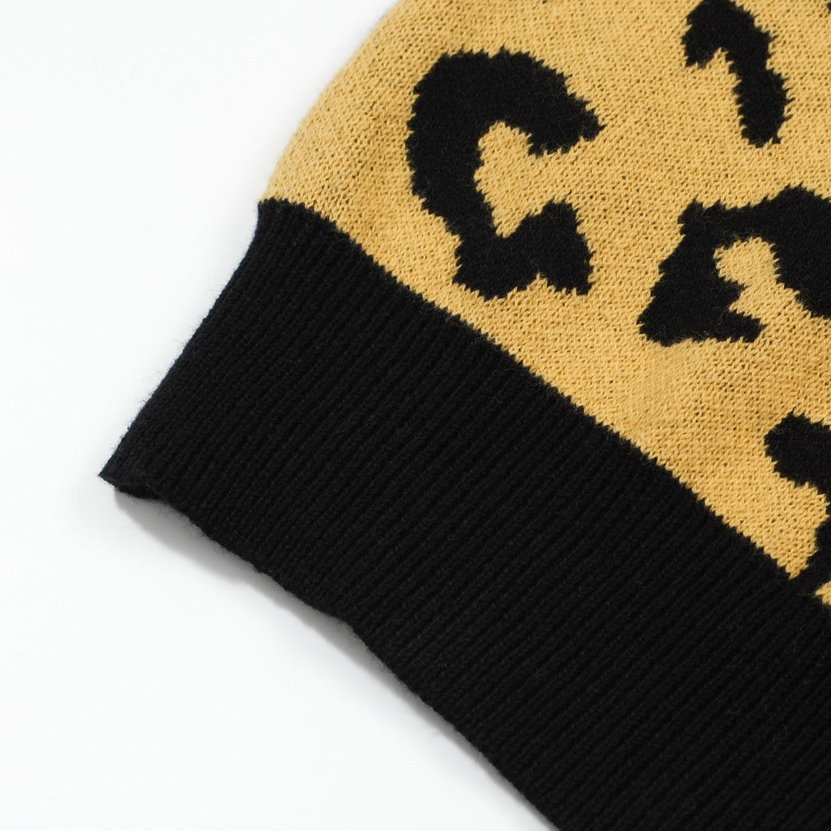 Pull en tricot pour homme années 60 - Motif léopard audacieux en jaune vif