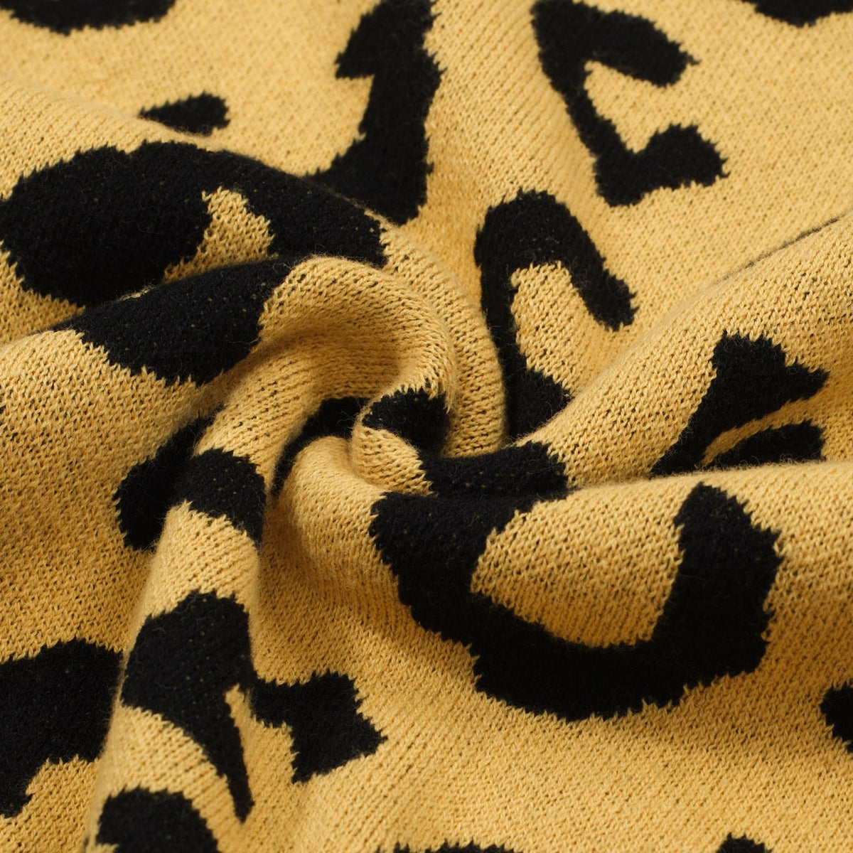 Pull en tricot pour homme années 60 - Motif léopard audacieux en jaune vif