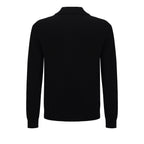 Veste rétro en maille des années 70 pour hommes – Noir vintage avec rayures verticales rouges et blanches, à fermeture éclair