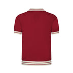 Pull zippé en tricot rouge style années 60 pour homme – Chemise rétro décontractée avec bordures contrastées