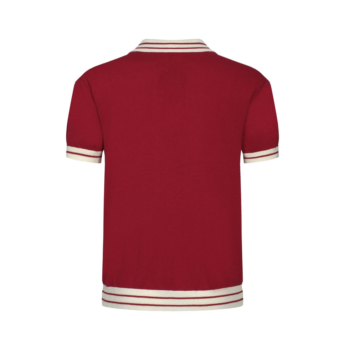 Pull zippé en tricot rouge style années 60 pour homme – Chemise rétro décontractée avec bordures contrastées
