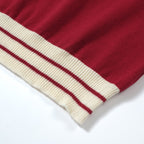 Pull zippé en tricot rouge style années 60 pour homme – Chemise rétro décontractée avec bordures contrastées