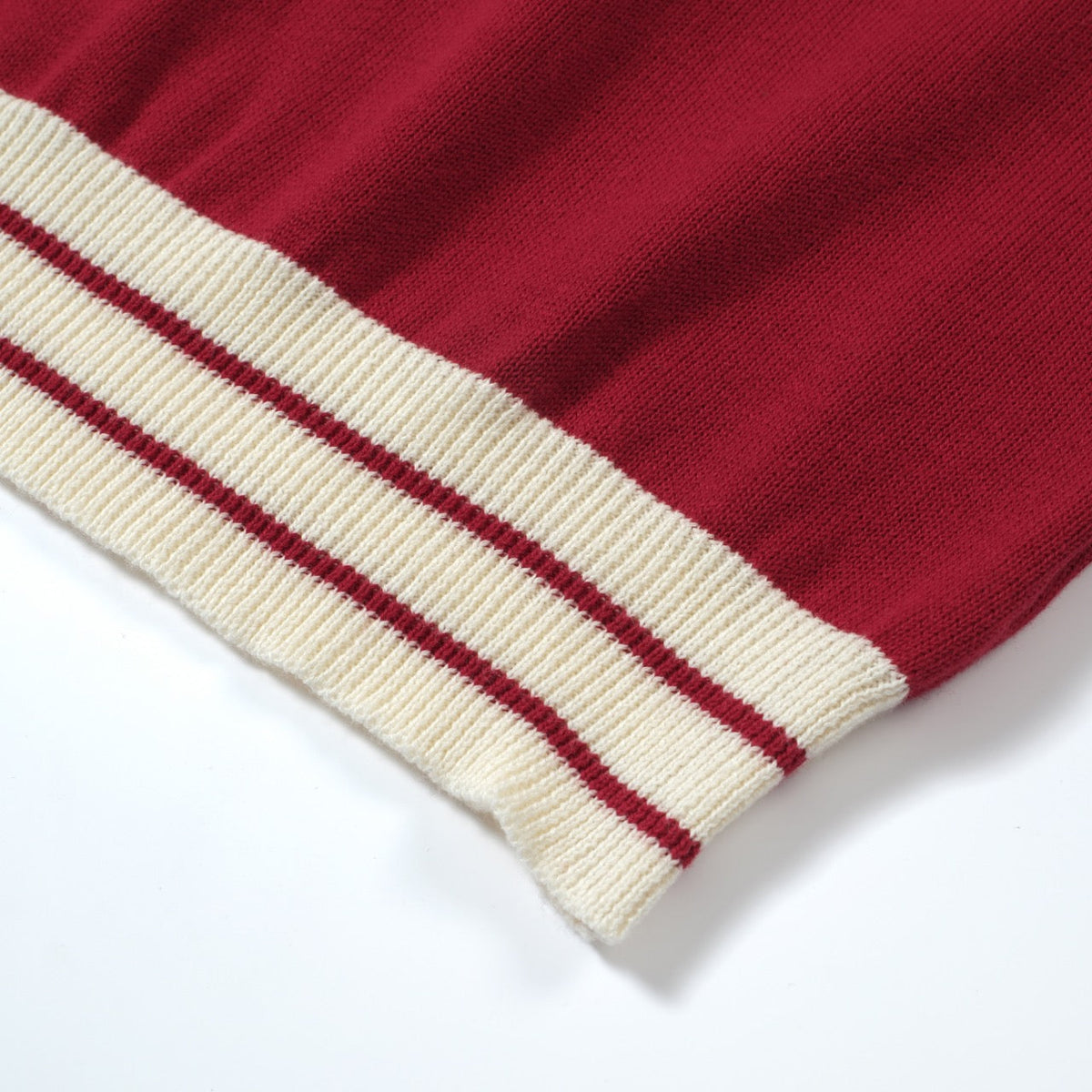 Pull zippé en tricot rouge style années 60 pour homme – Chemise rétro décontractée avec bordures contrastées