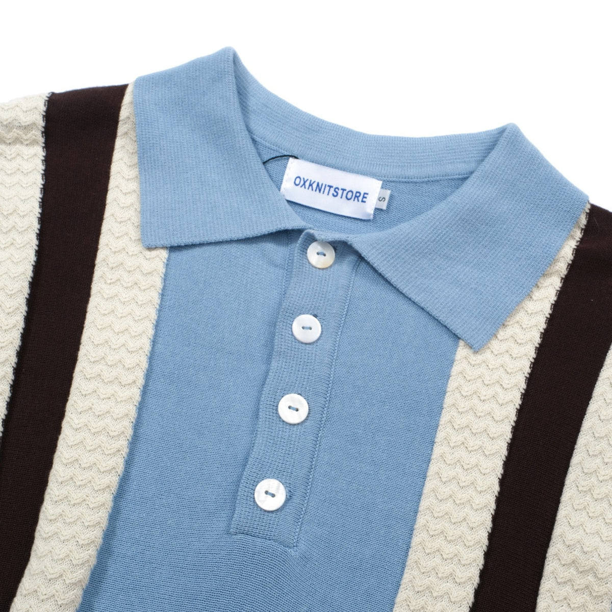Chemise vintage à rayures ciel bleu pour homme – Polo tricoté à manches courtes des années 60