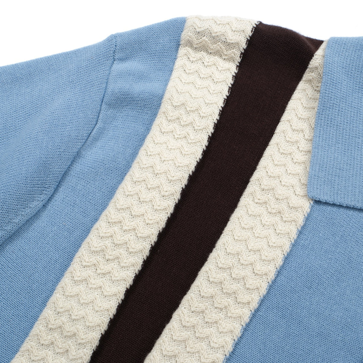 Chemise vintage à rayures ciel bleu pour homme – Polo tricoté à manches courtes des années 60