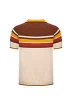 Chemise Polo Vintage à Rayures pour Homme – Tricot Inspiré des Années 70 en Teintes Terre