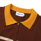 Chemise Polo Vintage à Rayures pour Homme – Tricot Inspiré des Années 70 en Teintes Terre