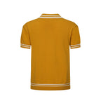 Chemise polo rétro texturée jaune pour homme – Mod à manches courtes des années 60