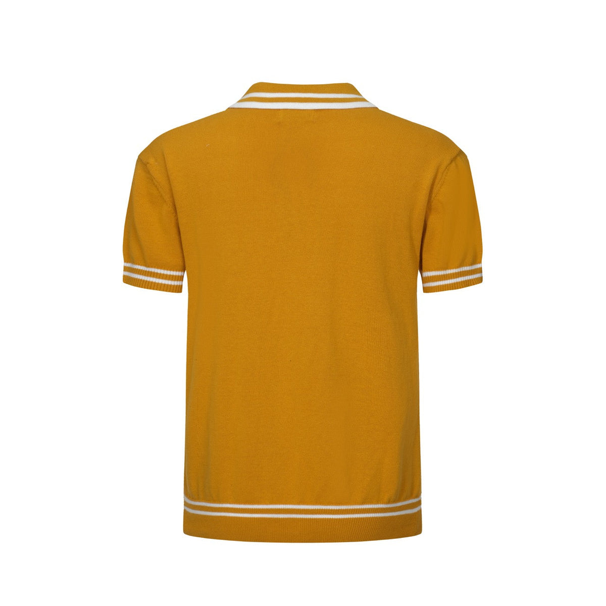 Chemise polo rétro texturée jaune pour homme – Mod à manches courtes des années 60