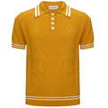 Chemise polo rétro texturée jaune pour homme – Mod à manches courtes des années 60