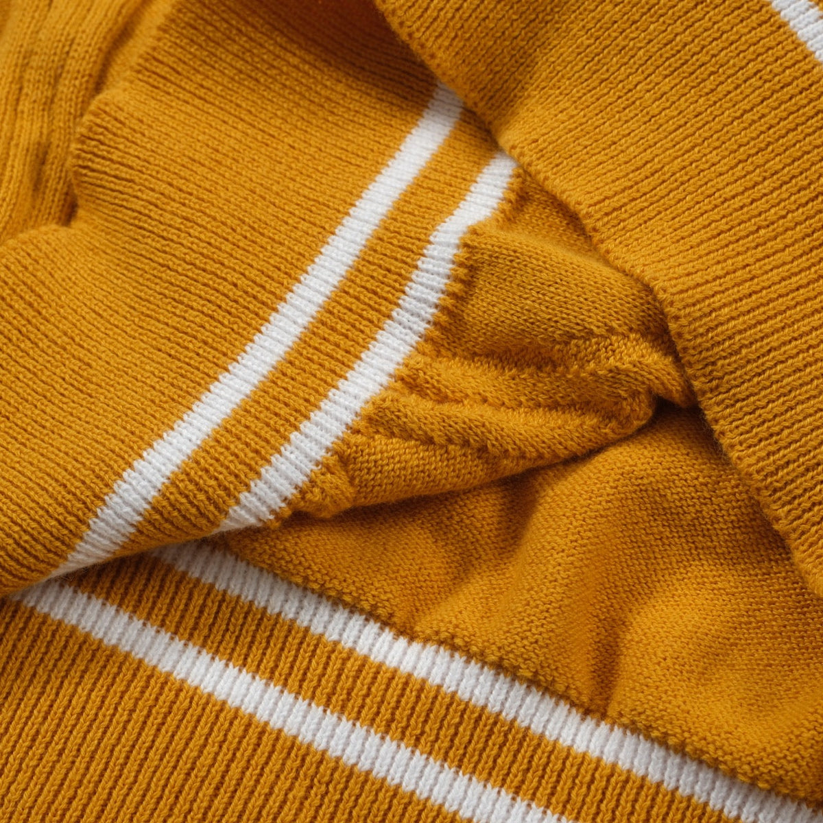 Chemise polo rétro texturée jaune pour homme – Mod à manches courtes des années 60