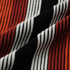 Pull zippé à rayures rétro pour homme – Style années 60 en rouge foncé et noir