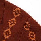Chemise rétro en tricot des années 70 pour homme – Polo à manches courtes géométrique en teintes rouille et orange