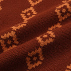 Chemise rétro en tricot des années 70 pour homme – Polo à manches courtes géométrique en teintes rouille et orange