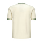 T-shirt crème tricoté pour homme à rayures vertes – Style rétro mod des années 70