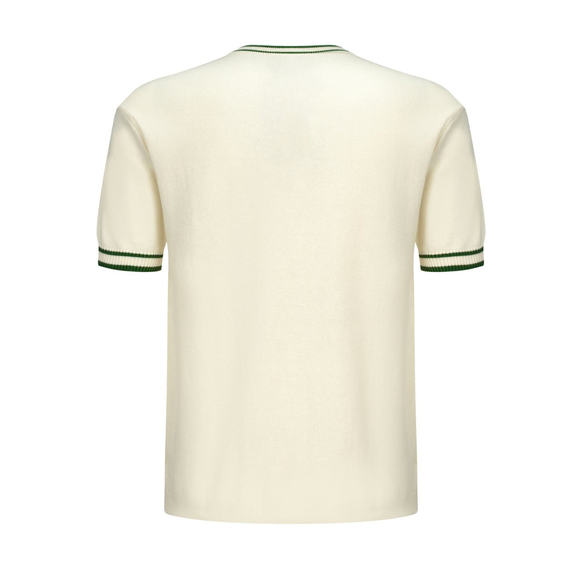 T-shirt crème tricoté pour homme à rayures vertes – Style rétro mod des années 70