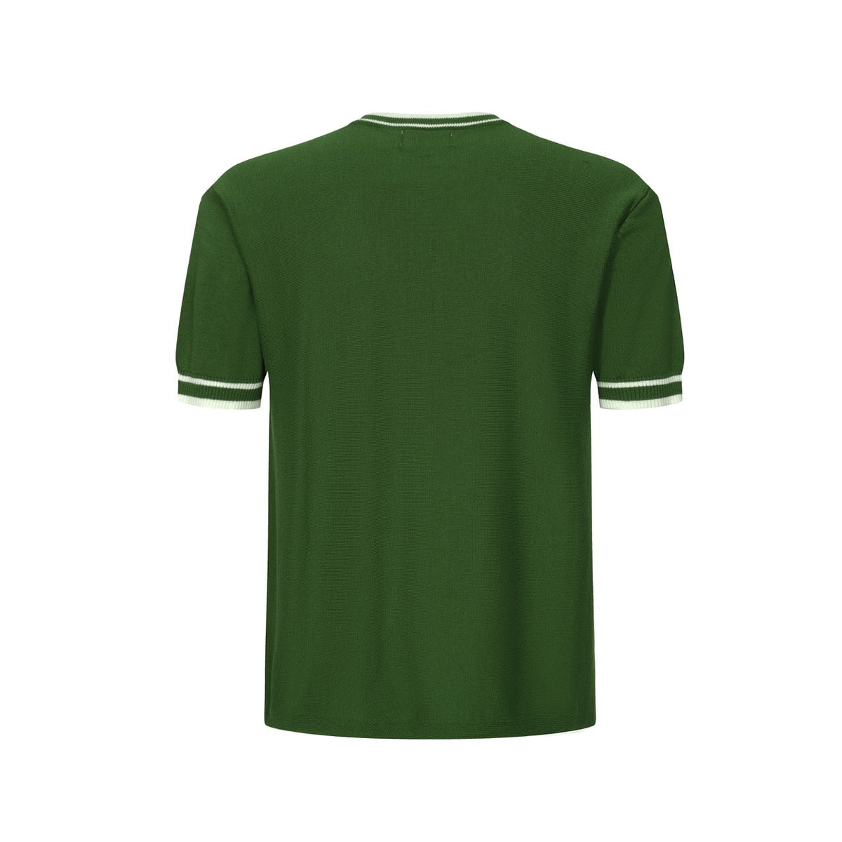 Retro 70s Green Knit T-Shirt – White Striped Racing Style