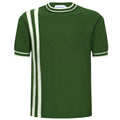 Retro 70s Green Knit T-Shirt – White Striped Racing Style